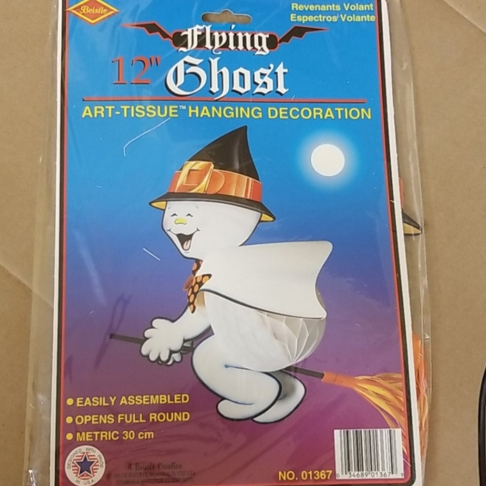 🎃5 /$10🎃❗Flying 12' Ghost Art Tissue Decoration